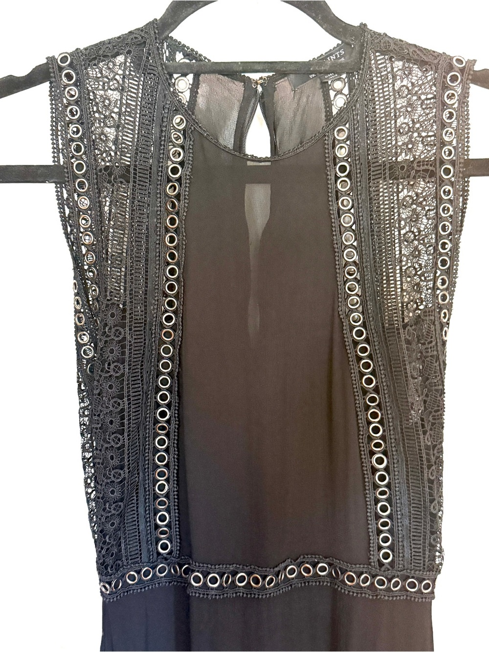 AllSaints Alicia Lace & Metal Midi Dress handkerchief hem 4 small All Saints - Picture 8 of 16